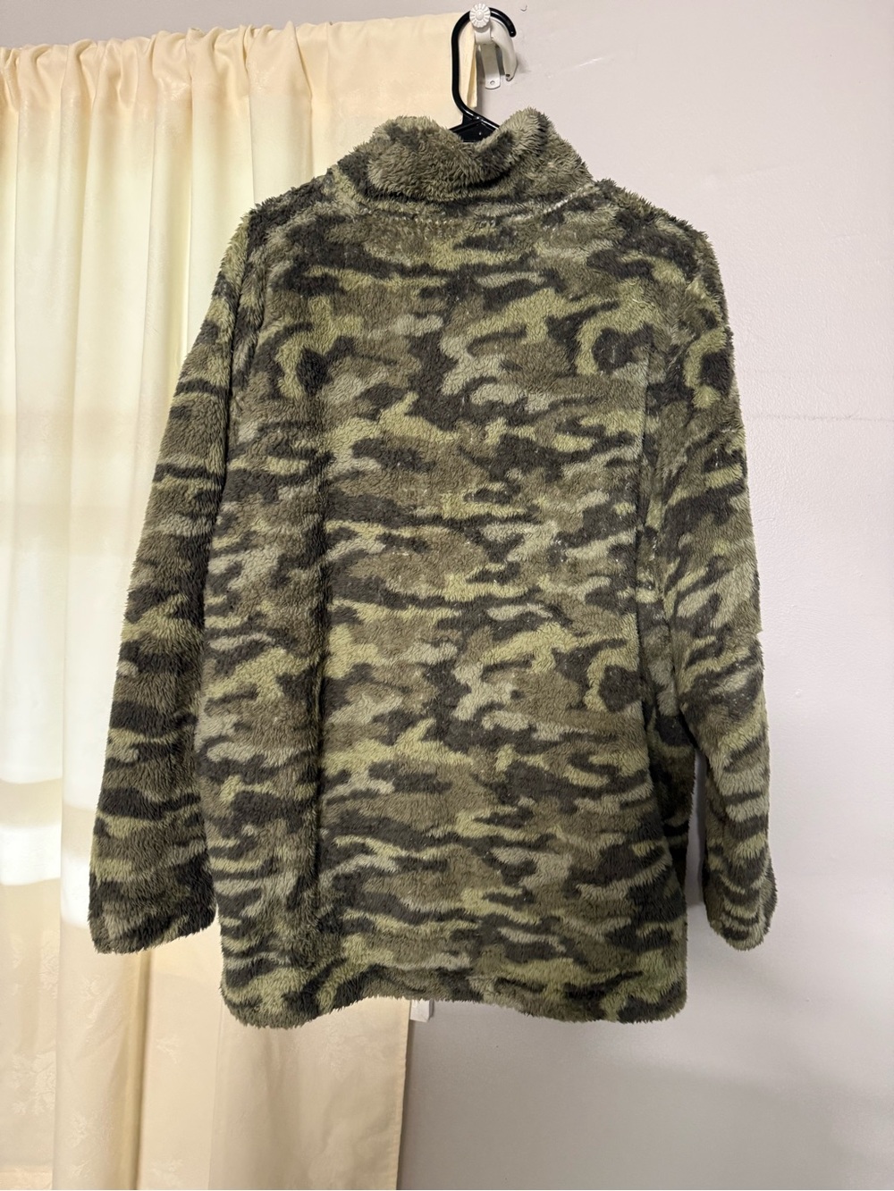 Express Olive & Dark Green Camo Fuzzy Turtleneck Sweater